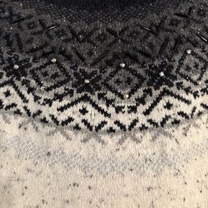 Talbots Black, white and gray with black & silver sparkles. Size Med. Back zip.